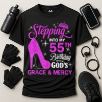 Stepping Into My 55th Birthday With God's Grace And Mercy Cooling Performance Crew T-Shirt