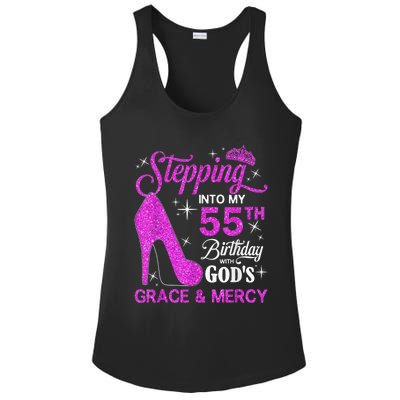 Stepping Into My 55th Birthday With God's Grace And Mercy Ladies PosiCharge Competitor Racerback Tank