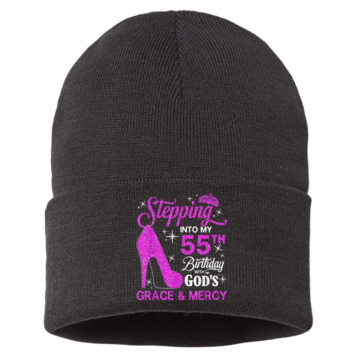 Stepping Into My 55th Birthday With God's Grace And Mercy Sustainable Knit Beanie
