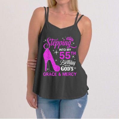 Stepping Into My 55th Birthday With God's Grace And Mercy Women's Strappy Tank