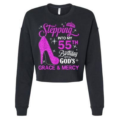 Stepping Into My 55th Birthday With God's Grace And Mercy Cropped Pullover Crew