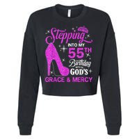 Stepping Into My 55th Birthday With God's Grace And Mercy Cropped Pullover Crew