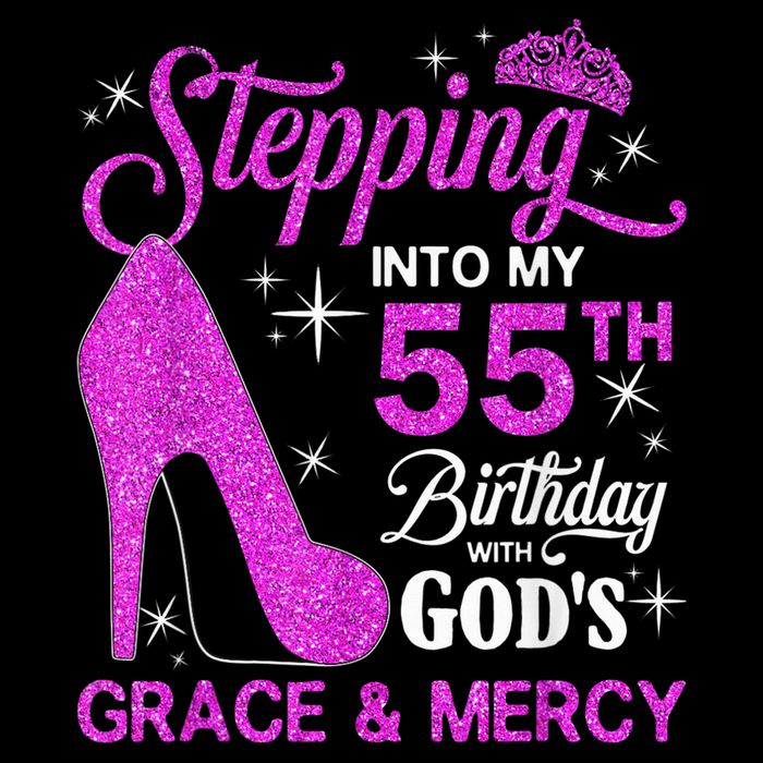 Stepping Into My 55th Birthday With God's Grace And Mercy Cropped Pullover Crew