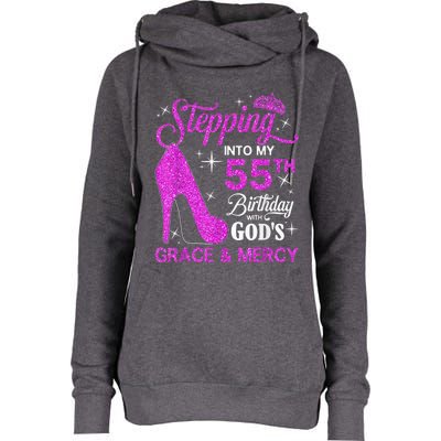 Stepping Into My 55th Birthday With God's Grace And Mercy Womens Funnel Neck Pullover Hood