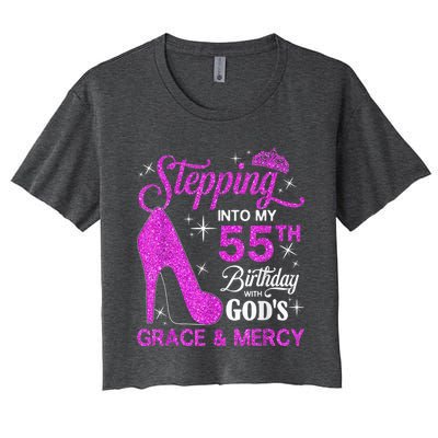 Stepping Into My 55th Birthday With God's Grace And Mercy Women's Crop Top Tee