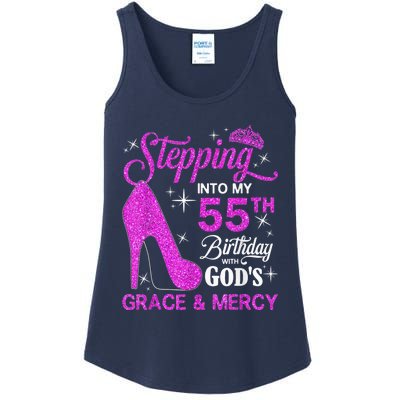 Stepping Into My 55th Birthday With God's Grace And Mercy Ladies Essential Tank