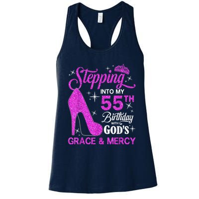 Stepping Into My 55th Birthday With God's Grace And Mercy Women's Racerback Tank