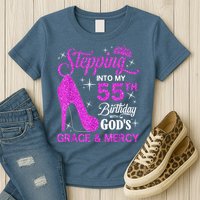 Stepping Into My 55th Birthday With God's Grace And Mercy Womens T-Shirt