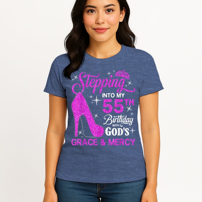 Stepping Into My 55th Birthday With God's Grace And Mercy Womens T-Shirt