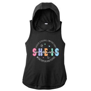 She Is Mom Lovely Strong Important Worthy Beautiful Funny Gift Ladies PosiCharge Tri-Blend Wicking Draft Hoodie Tank