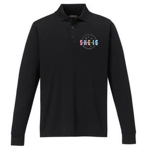 She Is Mom Lovely Strong Important Worthy Beautiful Funny Gift Performance Long Sleeve Polo