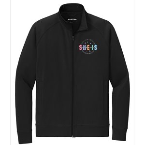 She Is Mom Lovely Strong Important Worthy Beautiful Funny Gift Stretch Full-Zip Cadet Jacket