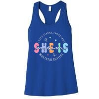 She Is Mom Lovely Strong Important Worthy Beautiful Funny Gift Women's Racerback Tank