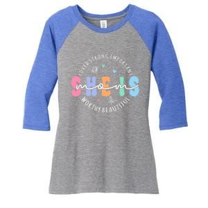 She Is Mom Lovely Strong Important Worthy Beautiful Funny Gift Women's Tri-Blend 3/4-Sleeve Raglan Shirt