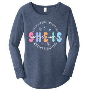 She Is Mom Lovely Strong Important Worthy Beautiful Funny Gift Women's Perfect Tri Tunic Long Sleeve Shirt