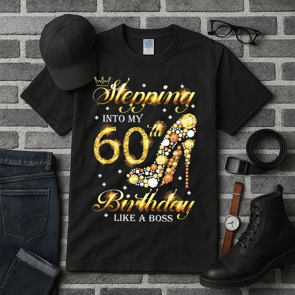 Stepping Into My 60 Birthday Like A Boss 60th BDay Party Tall T-Shirt