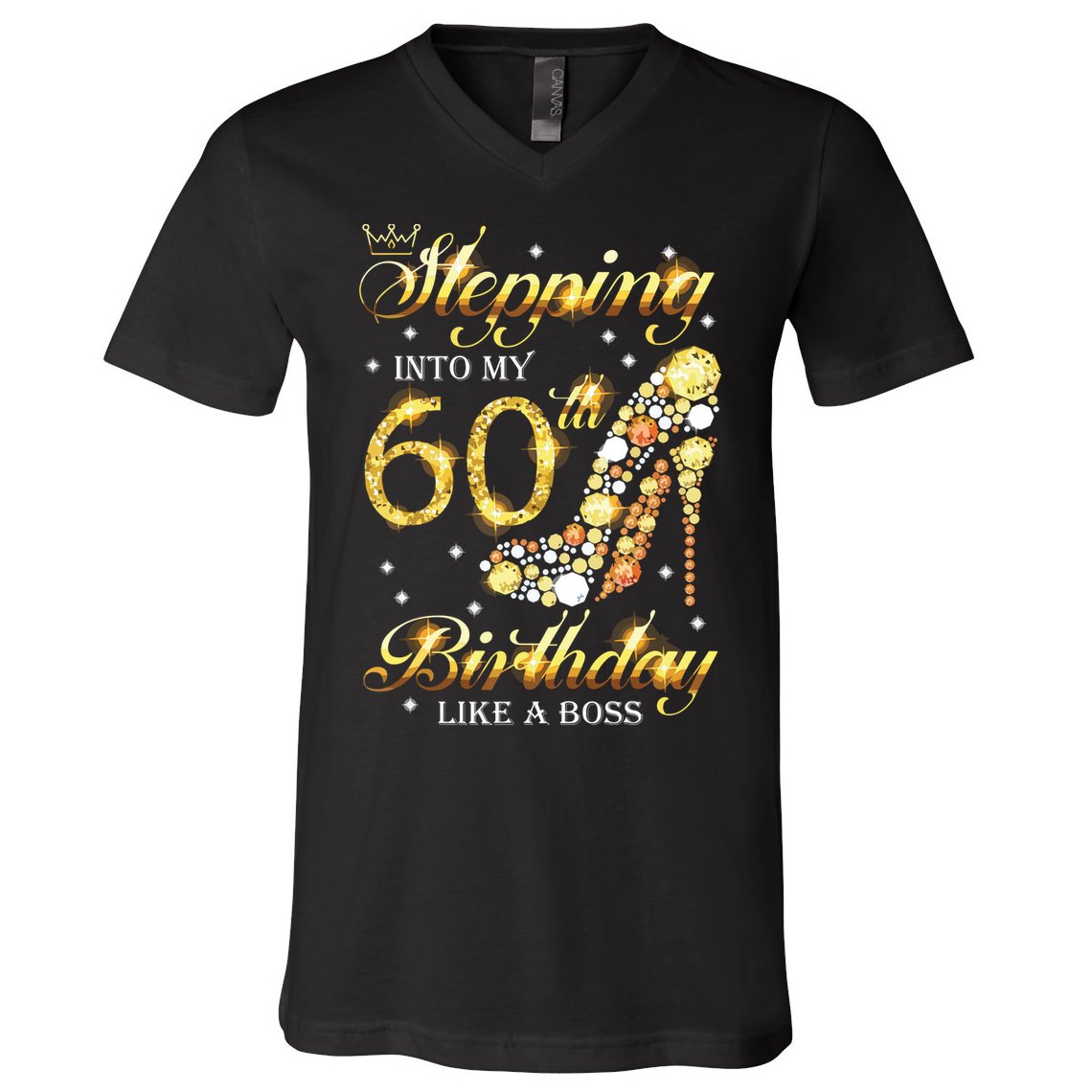Stepping Into My 60 Birthday Like A Boss 60th BDay Party V-Neck T-Shirt