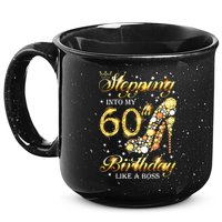 Stepping Into My 60 Birthday Like A Boss 60th BDay Party 15oz Campfire Ceramic Mug