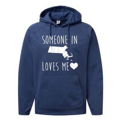 Someone In Massachusetts Loves Me! Cute State Gift Performance Fleece Hoodie