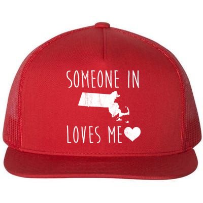 Someone In Massachusetts Loves Me! Cute State Gift Flat Bill Trucker Hat