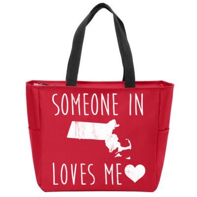 Someone In Massachusetts Loves Me! Cute State Gift Zip Tote Bag