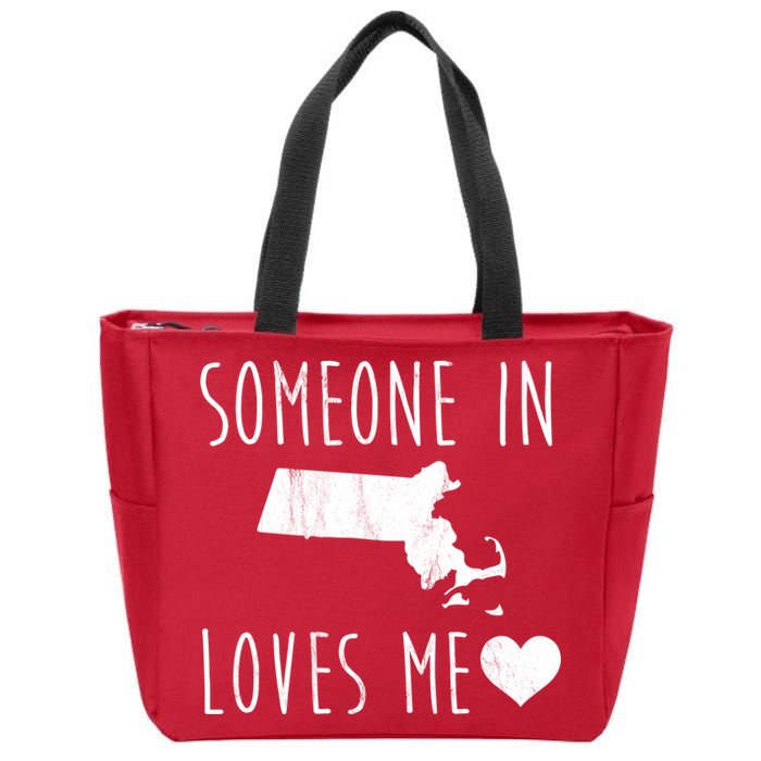 Someone In Massachusetts Loves Me! Cute State Gift Zip Tote Bag