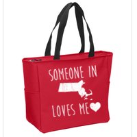 Someone In Massachusetts Loves Me! Cute State Gift Zip Tote Bag