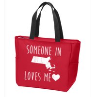 Someone In Massachusetts Loves Me! Cute State Gift Zip Tote Bag