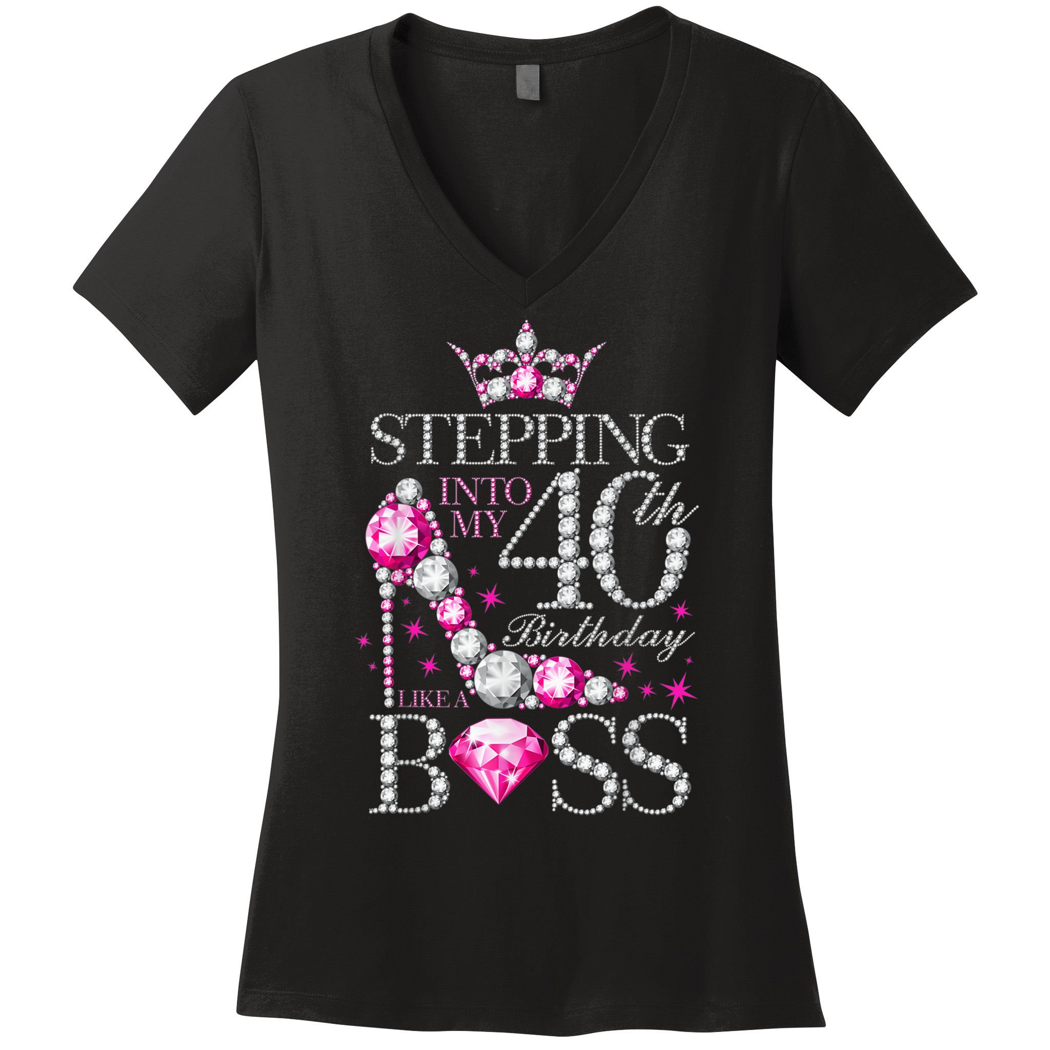 Stepping Into My 40th Birthday Like A boss Women's V-Neck T-Shirt