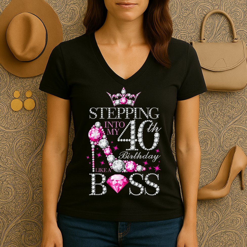 Stepping Into My 40th Birthday Like A boss Women's V-Neck T-Shirt