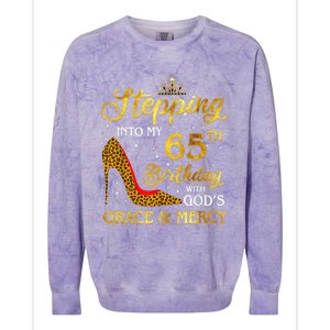 Stepping Into My 65th Birthday Present Gift Girl Wo 65 Year Old Colorblast Crewneck Sweatshirt