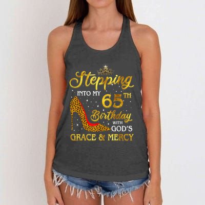 Stepping Into My 65th Birthday Present Gift Girl Wo 65 Year Old Women's Knotted Racerback Tank