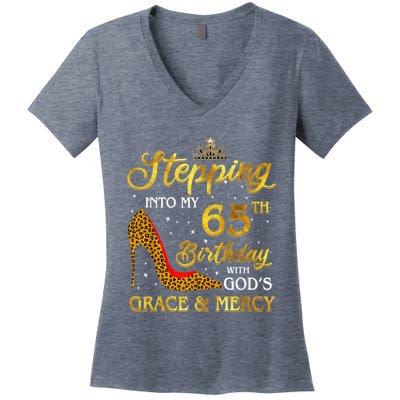 Stepping Into My 65th Birthday Present Gift Girl Wo 65 Year Old Women's V-Neck T-Shirt