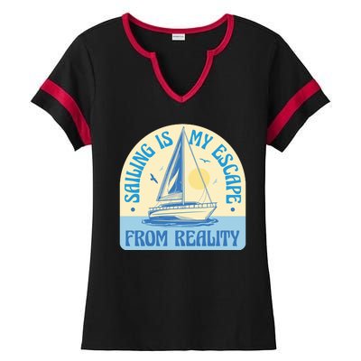 Sailing Is My Escape From Reality Ladies Halftime Notch Neck Tee