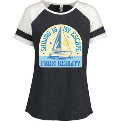 Sailing Is My Escape From Reality Enza Ladies Jersey Colorblock Tee