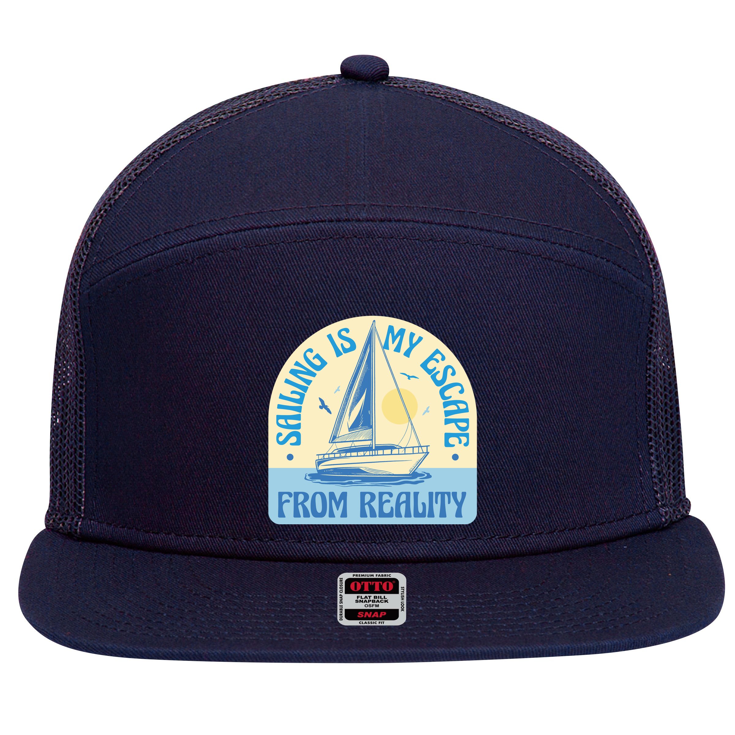 Sailing Is My Escape From Reality 7 Panel Mesh Trucker Snapback Hat