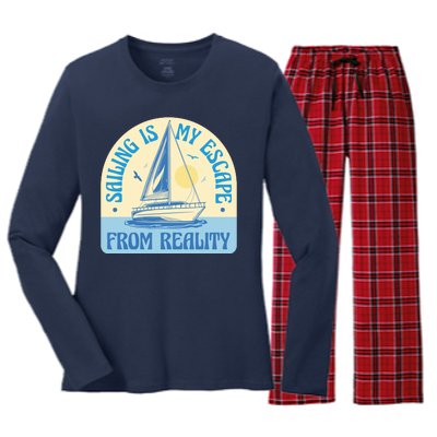 Sailing Is My Escape From Reality Women's Long Sleeve Flannel Pajama Set 