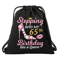 Stepping Into My 65th Birthday Like A Queen Happy To Me Mom Drawstring Bag