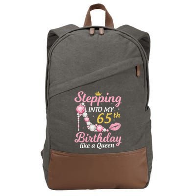 Stepping Into My 65th Birthday Like A Queen Happy To Me Mom Cotton Canvas Backpack