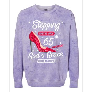 Stepping Into My 65th Birthday With God's Grace And Mercy Colorblast Crewneck Sweatshirt