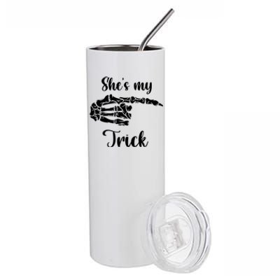 She Is My Trick Skeleton Hands Funny Halloween Gift Stainless Steel Tumbler