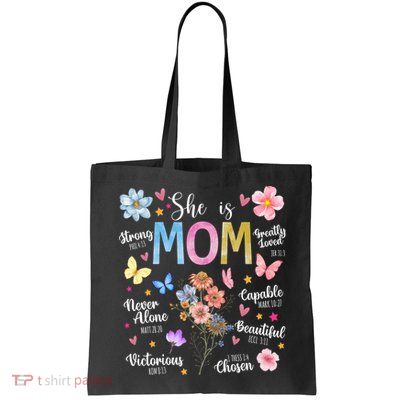 She Is Mom Bible Verses Christian Boho Floral Bag