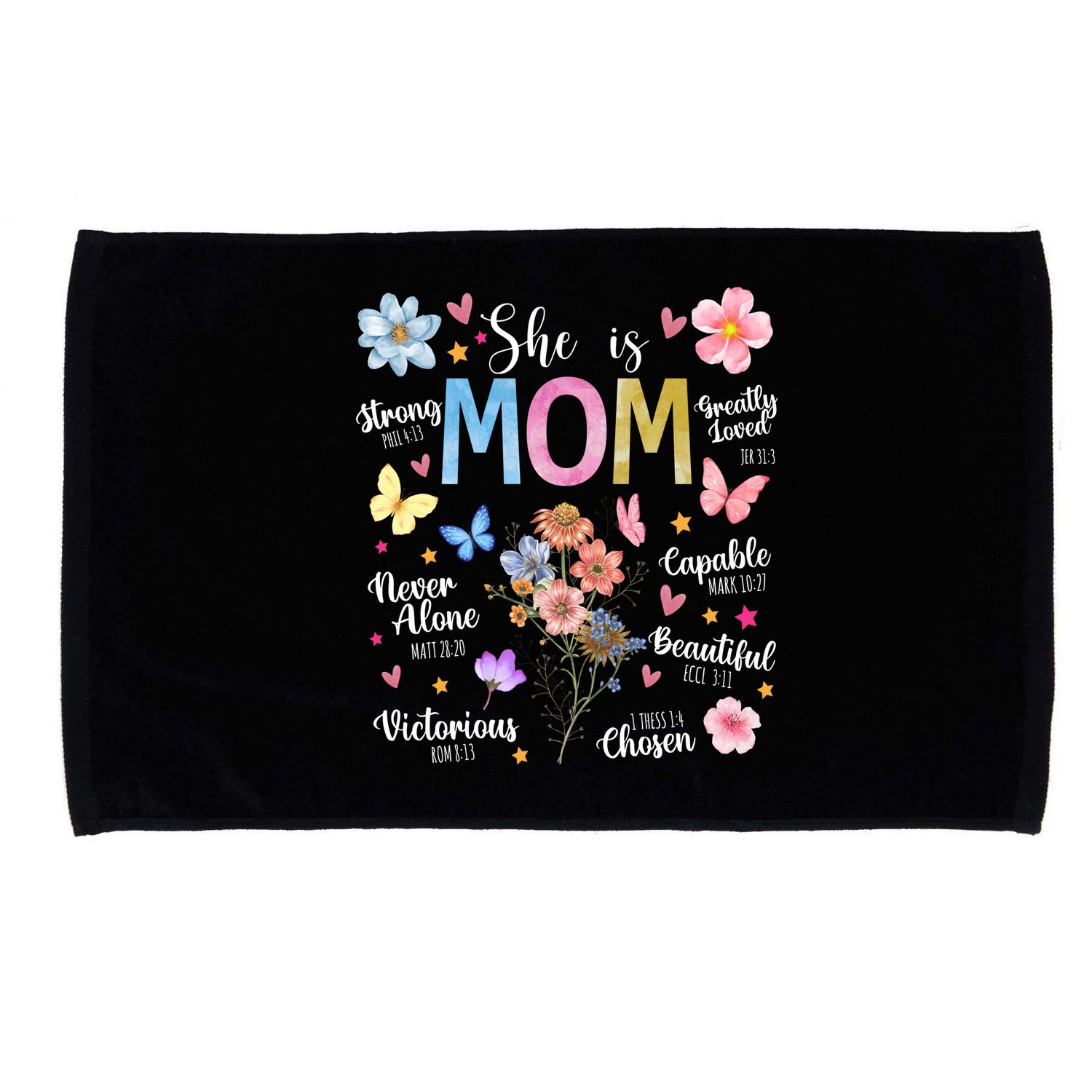 She Is Mom Bible Verses Christian Boho Floral Microfiber Hand Towel