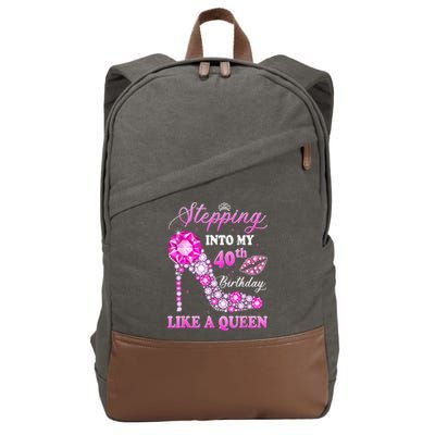 Stepping Into My 40th Birthday Like A Queen For Wo Cotton Canvas Backpack