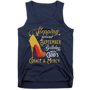 Stepping Into My September Birthday With Gods Grace Mercy Tank Top