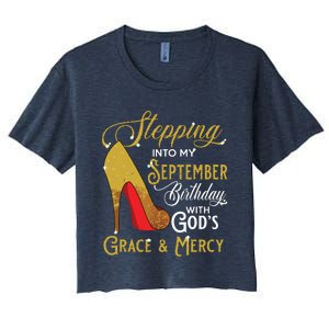 Stepping Into My September Birthday With Gods Grace Mercy Women's Crop Top Tee