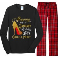 Stepping Into My January Birthday With Gods Grace And Mercy Long Sleeve Pajama Set