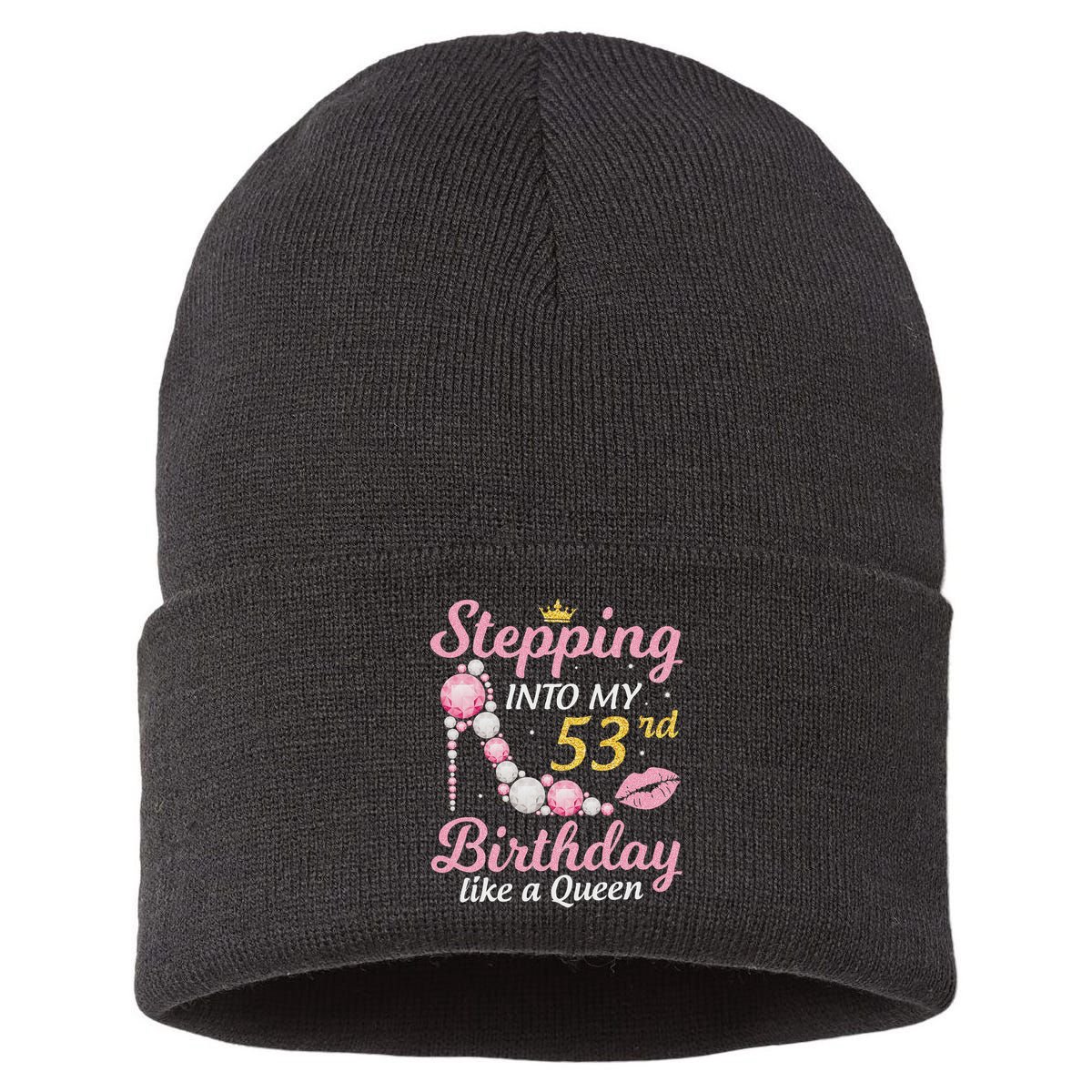 Stepping Into My 53rd Birthday Like A Queen Happy To Me Mom Sustainable Knit Beanie
