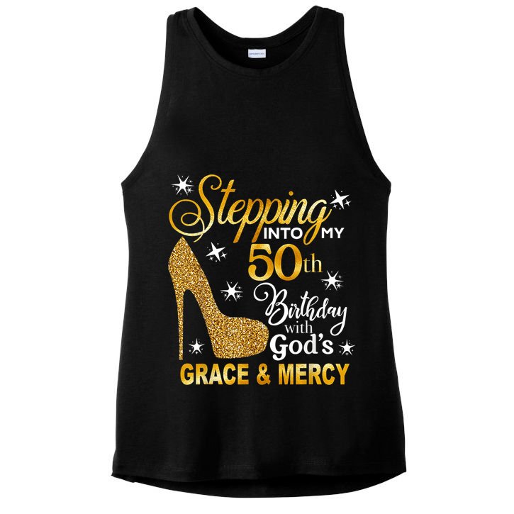 Stepping into my 50th birthday with God's grace & Mercy Ladies PosiCharge Tri-Blend Wicking Tank