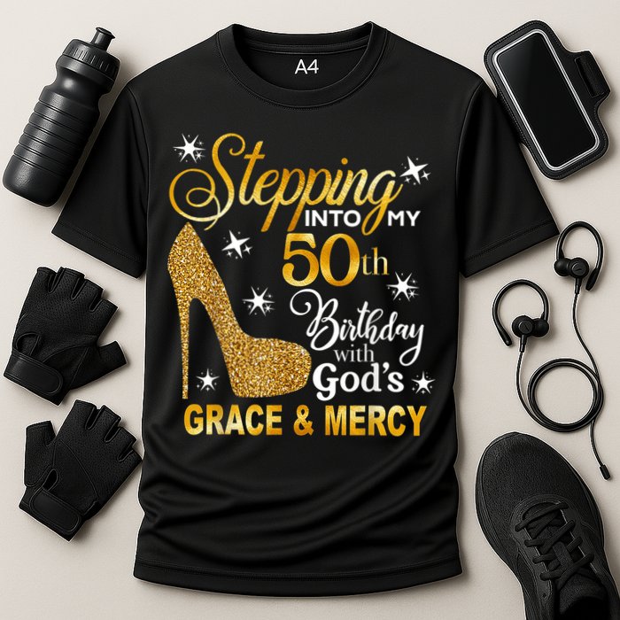 Stepping into my 50th birthday with God's grace & Mercy Cooling Performance Crew T-Shirt